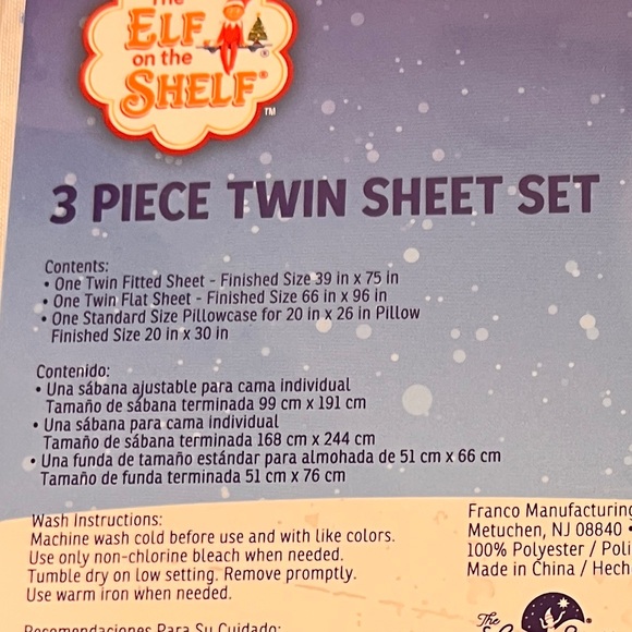 Elf on the Shelf TWIN 3 Pc Sheet Set - Picture 3 of 4